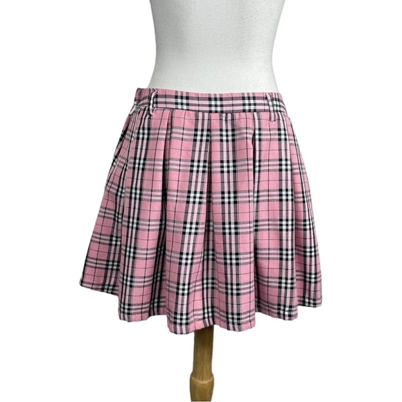 Unbranded Pink Plaid Pastel Dark Academia School Girl Pleated Mini Skirt Barbie - Picture 5 of 6